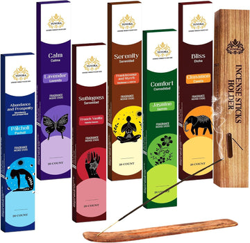 Aromatic Incense Sticks Gift Set - 120 Natural & Non-Toxic Incense Sticks | 6 Soothing Scents | Home, Meditation - Set of 120