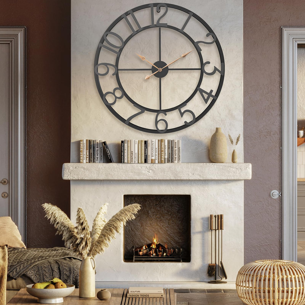 36 Inch Black Metal Arabic Numeral Extra Large Giant Wall Clock
