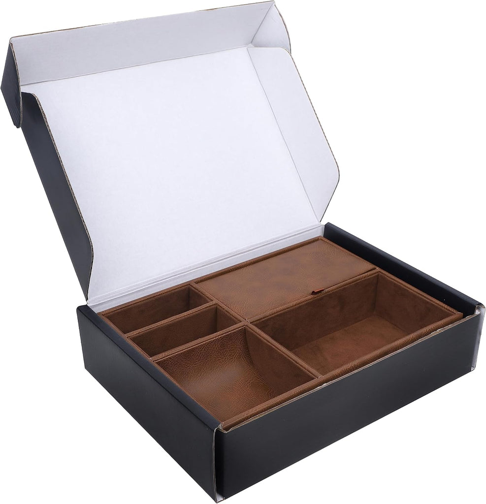 Men's Valet Tray, 5 Compartments, Brown