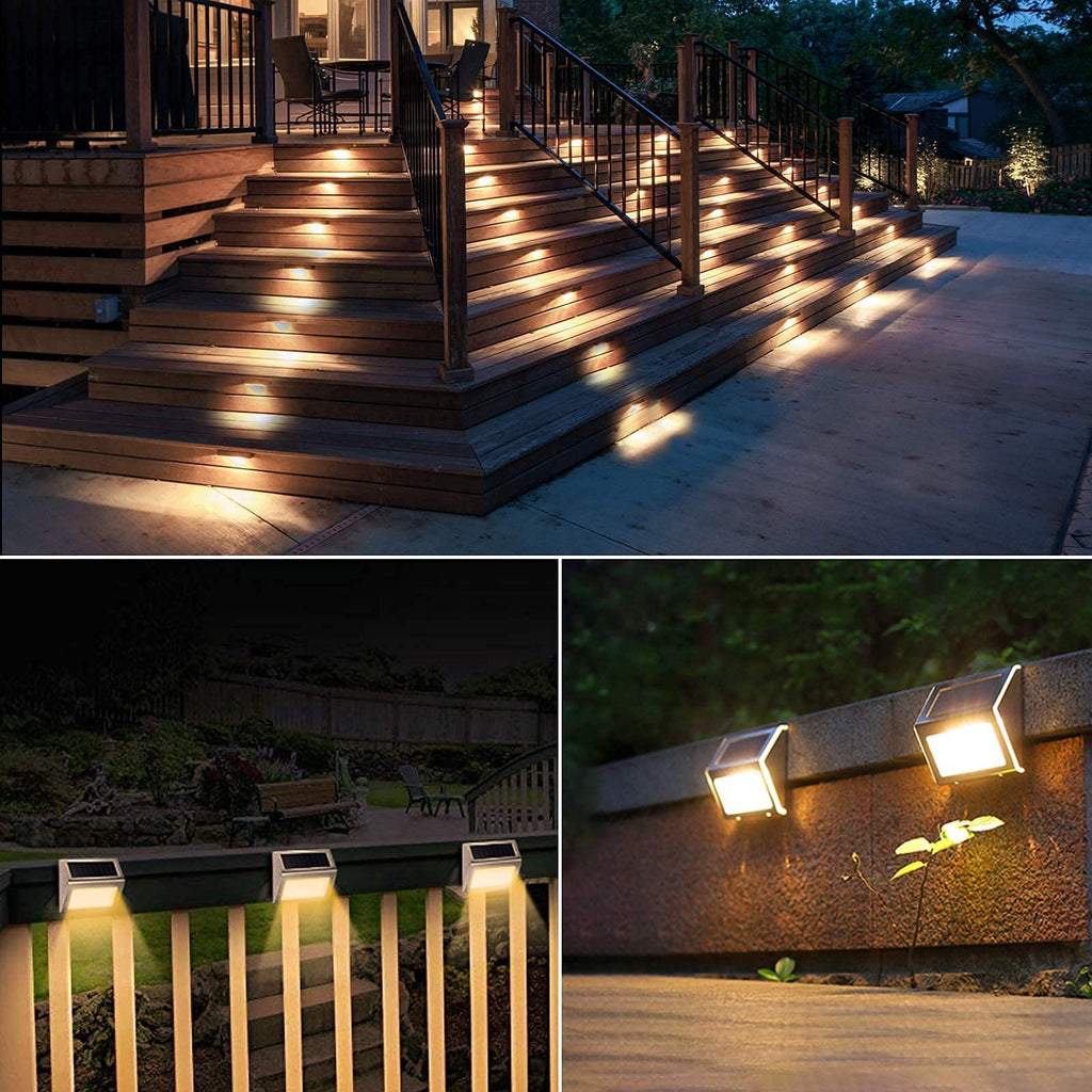 Solar Powered Lights Ideal for Step, Fence, Deck, Stair-Warm White-12P