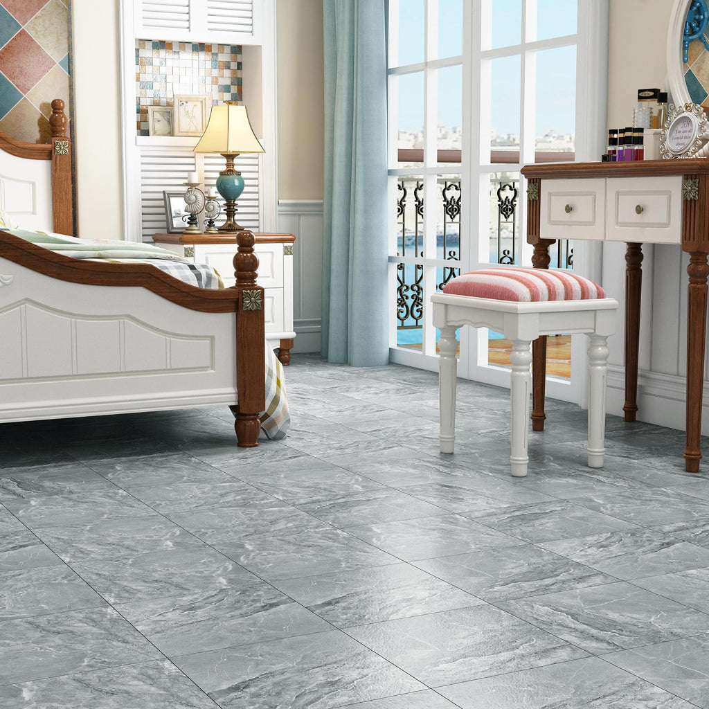36 PCS Grey Marble Vinyl Flooring Peel and Stick Marble Floor Tile Waterproof 12"x12" Self Adhesive Grey Vinyl Tile