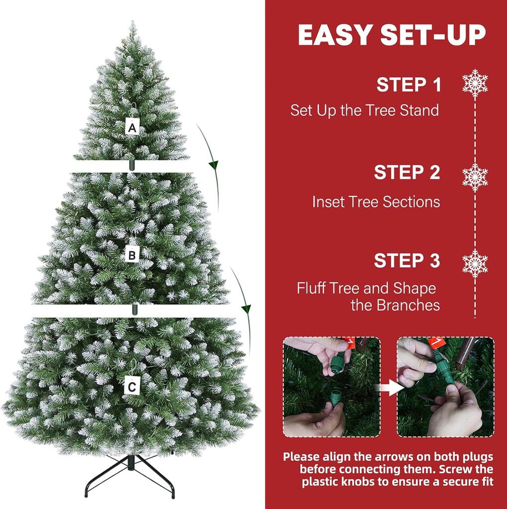 Partially Flocked Christmas Tree with 1,446 Branch Tips