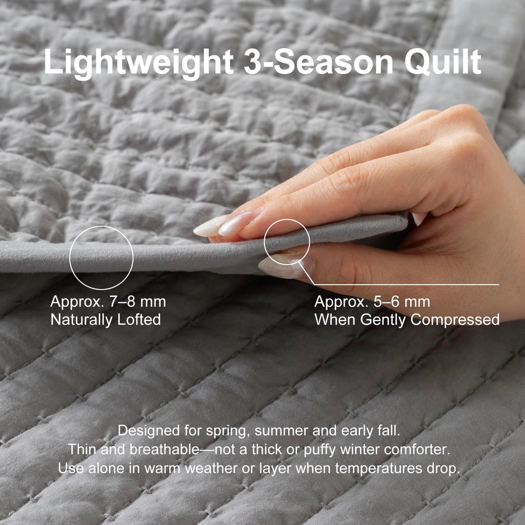 Quilt Set 112x106, Soft Washed 3-Layer Lightweight