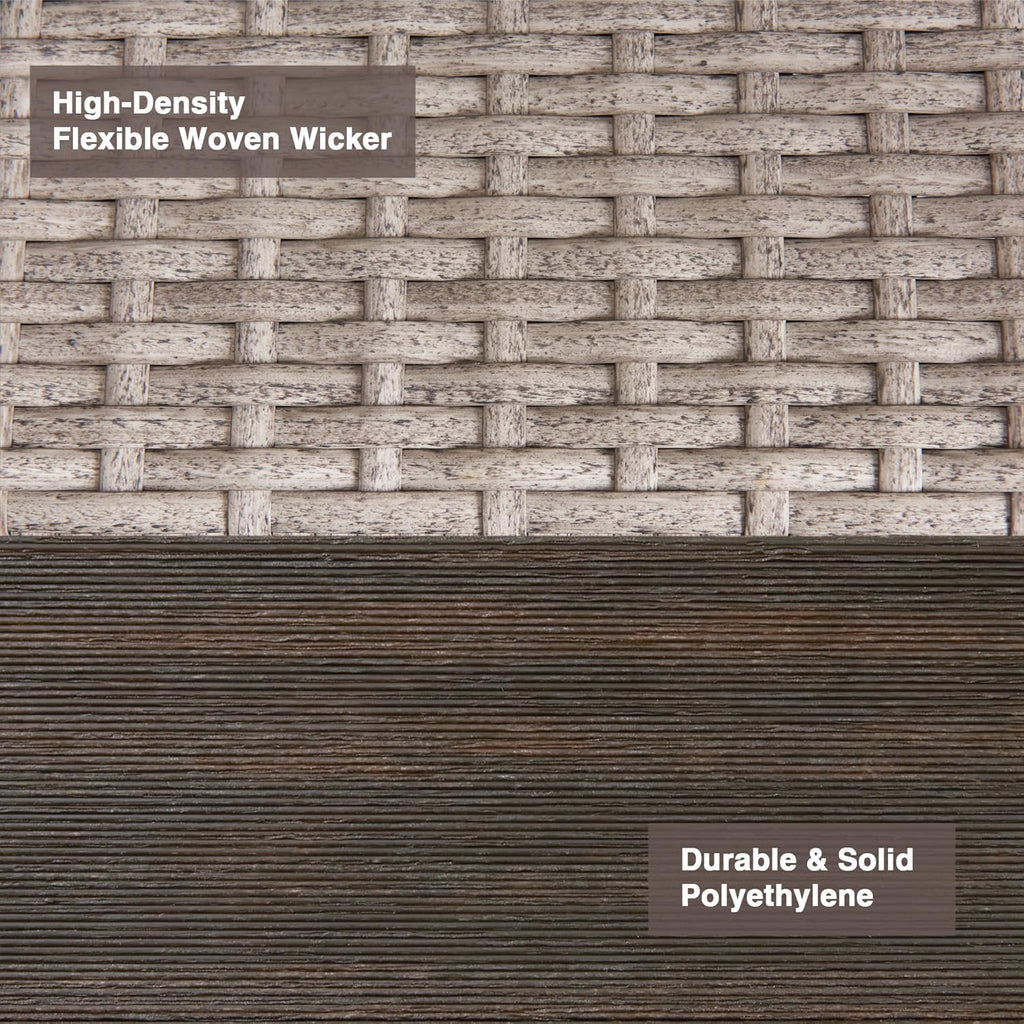 HDPE Outdoor Rocking Chair, All-Weather Wicker Porch Rocker, Dark Brown | Durable HDPE frame with woven seat and