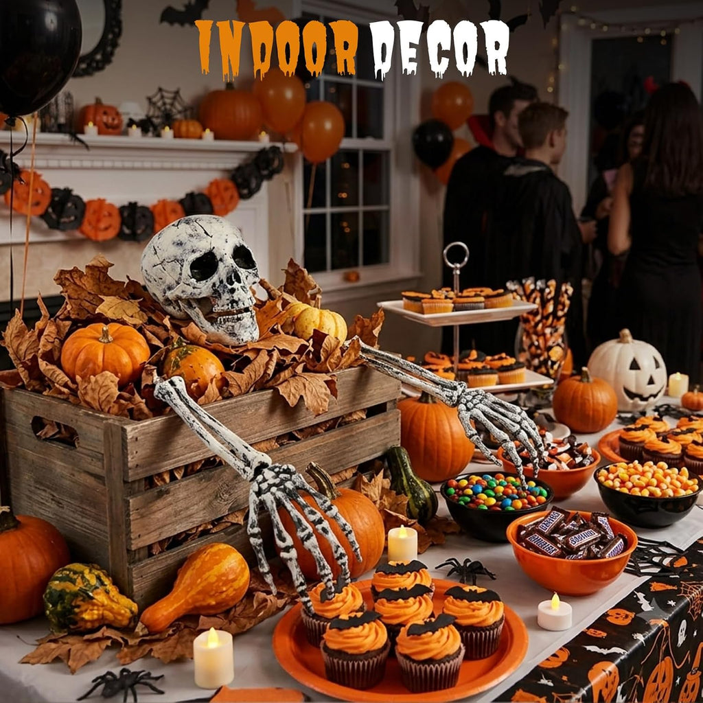 Halloween Skeleton Yard Stakes, Skull & Arm Bones Lawn Decor - Set of 3