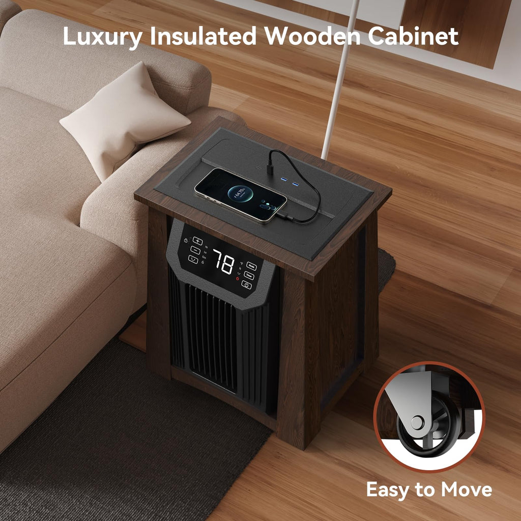 Oscillating Quartz Infrared Heaters for Indoor Use Large Room, 20 Inch, Luxury Insulated Wooden Cabinet, 1500W