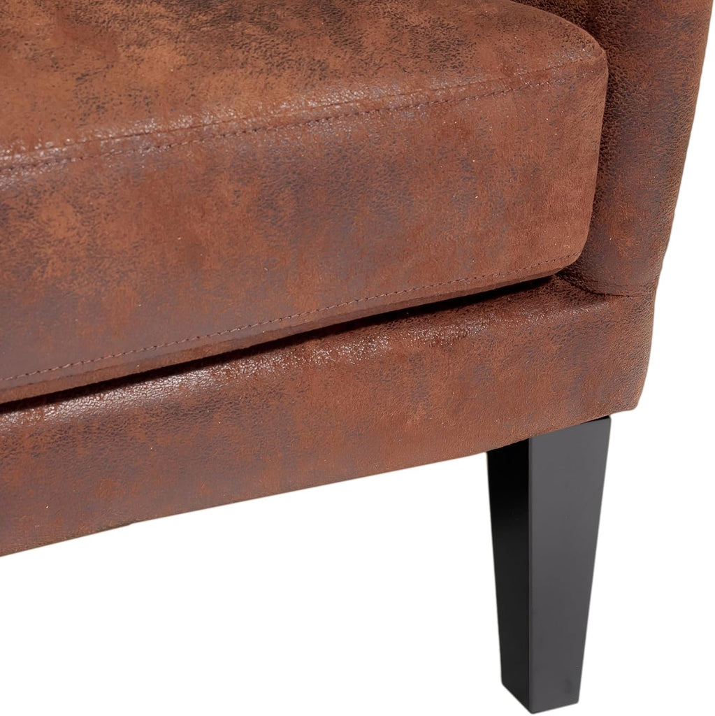 2 Piece Mid-Century Modern Accent Chairs, 27" Wide Wingback Club Chair Set of 2 with Nailhead Trim, Fabric Reading