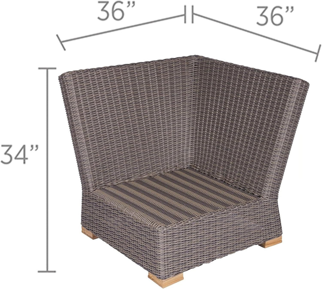 Sanibel Teak Sectional Couch Corner Section, Off-White