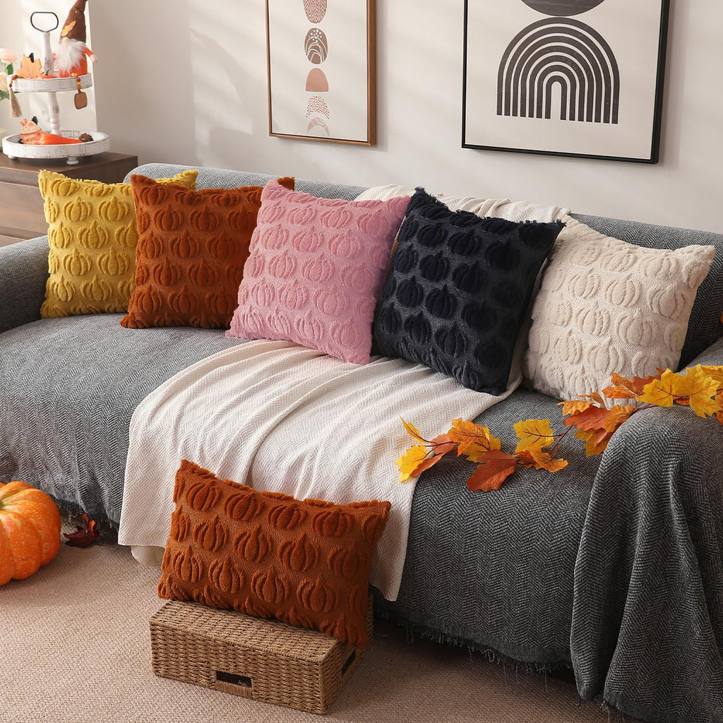 Fall Pillow Covers 20x20 2Pcs Pink Pumpkin Fall Decorations