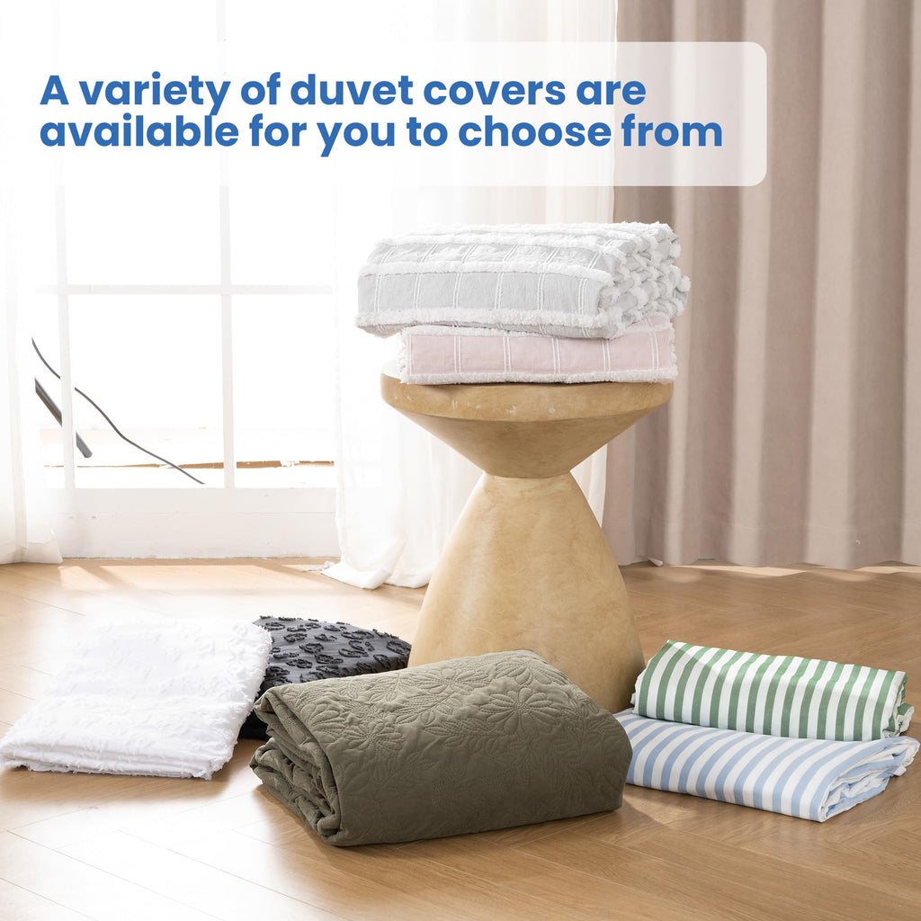 Duvet Cover Set, Blue Striped Comforter Cover with Button Closure, Breathable and Cooling, Includes 1 Duvet