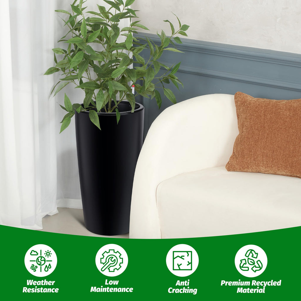 30 in Tall Planters for Outdoor Plants Set of 2, Large Outdoor Planters for Front Porch Decor with Drainage