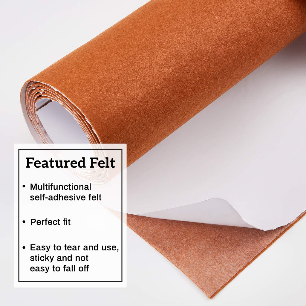 15.7" x 78.7" Saddle Brown Self-Adhesive Felt Fabric, 1mm Thick