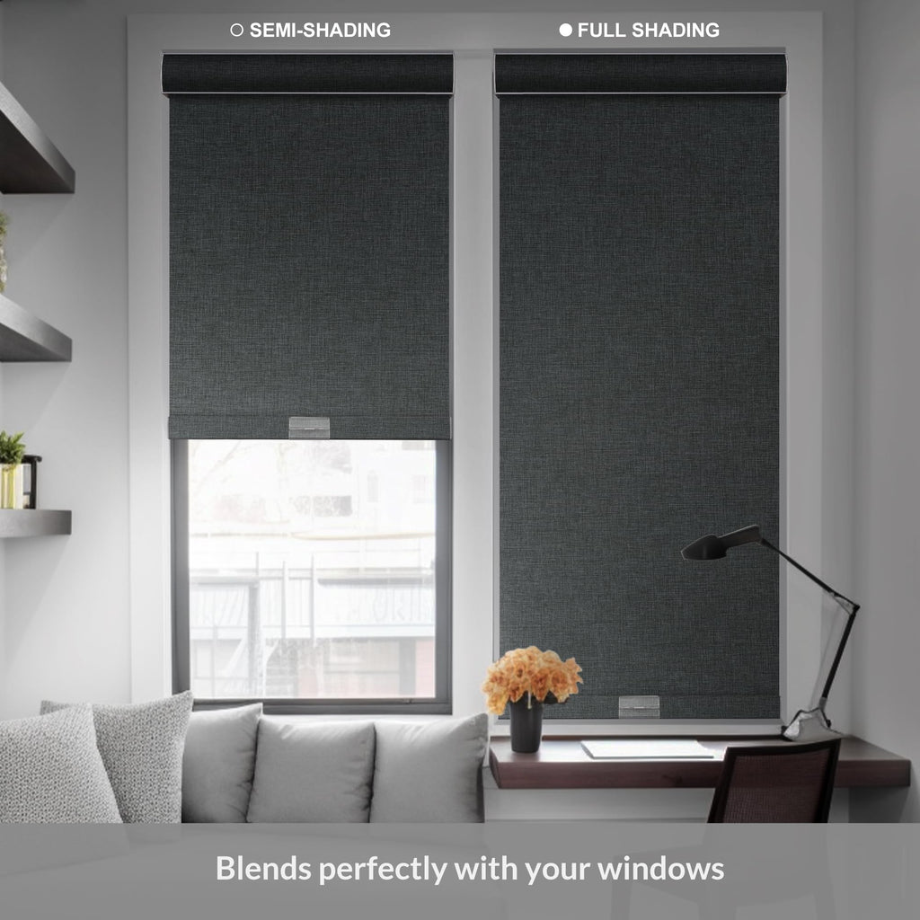 Blackout Roller Shades for Windows, Grey, Custom Size