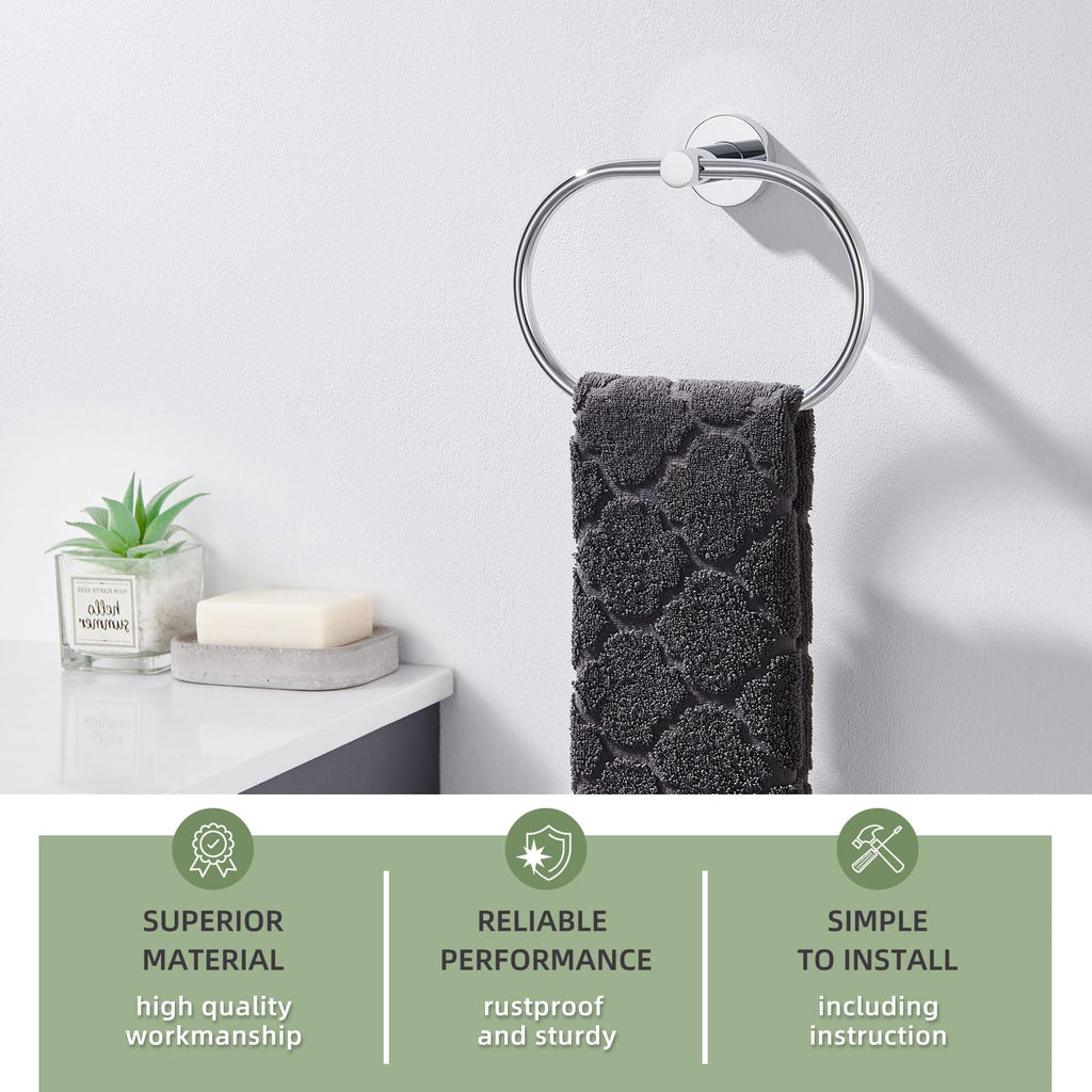 Towel Ring, Swivel Hand Towel Holder, Chrome