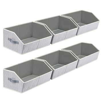 Closet Organizers Bins 6 Packs - Large Closet Shelf Organizer with Handles, Fabric Trapezoid Storage Bins
