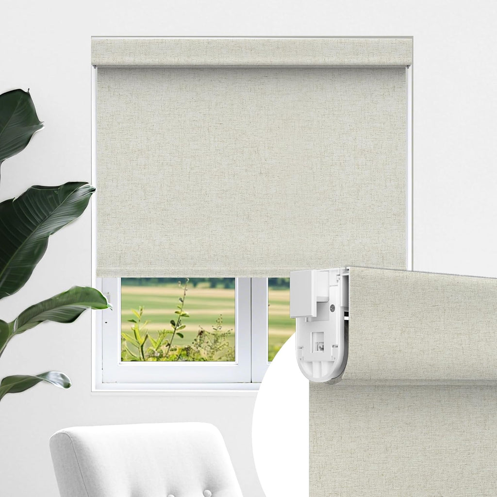 No Drill No Tools Blackout Roller Shades for Windows, (White 34 x 48), Renter-Friendly, UV Protection, no-Drill