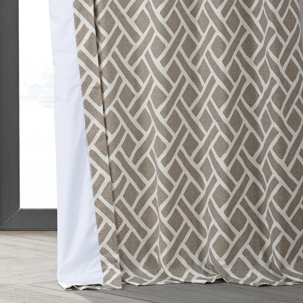 Modern Geometric Printed Curtains 120 Inches Long Luxury Cotton Curtains (1 Panel) Room Darkening Curtains, 50W x