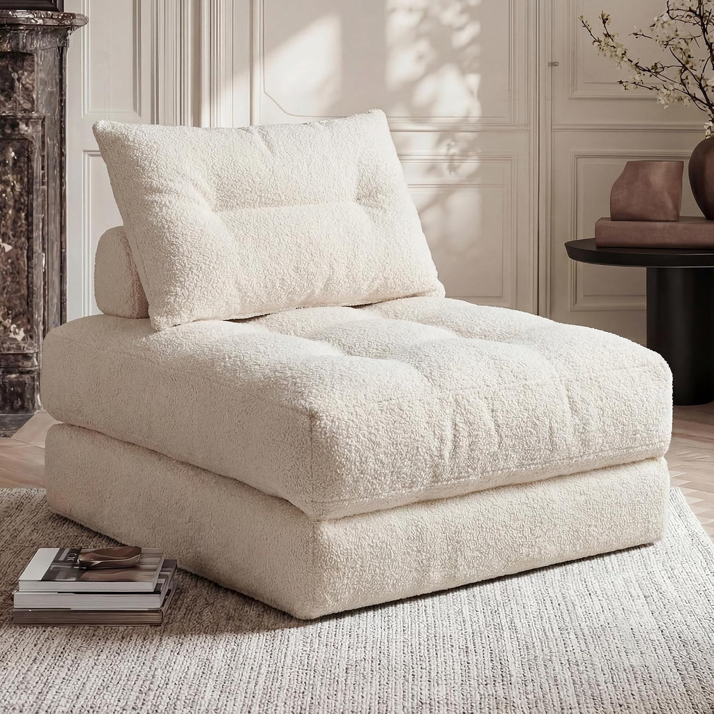 Folding Sofa Bed, 3-in-1 Convertible Sleeper Chair Bed, Fold Out Floor Futon Chair with Pillow, Single Couch for