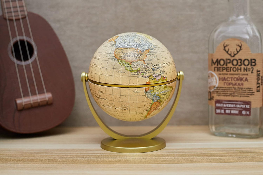 Mini Antique Globe 4-inch / 10 cm - Swivels in All Directions Educational, Decorative, Unique, Small World, Desktop