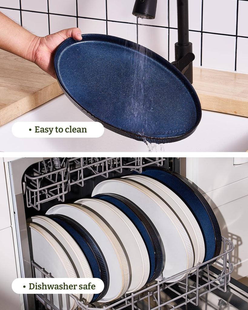 Large Serving Platters Set of 3 Sizes - Oval, Nebulas Blue