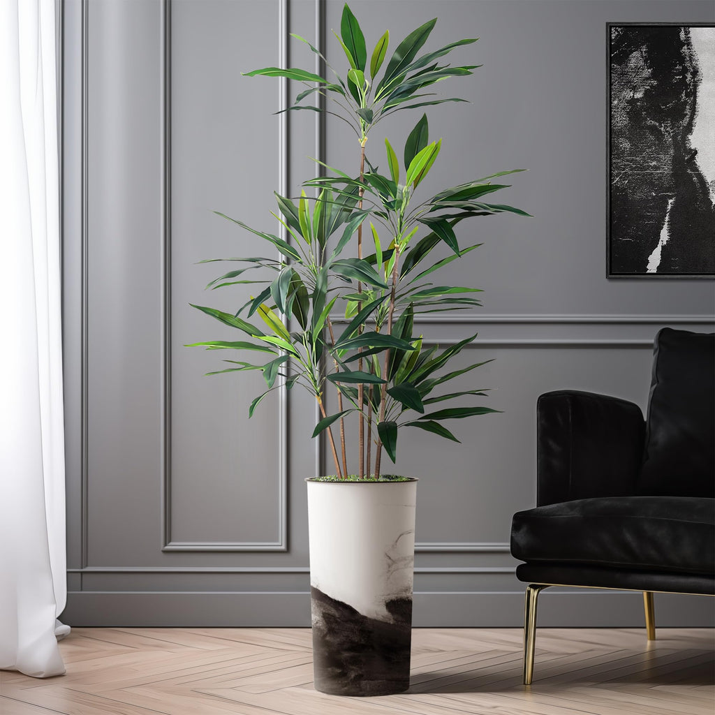Artificial Tree in Contemporary Planter, Fake Dracaena Tree Silk Tree for Indoor and Outdoor Home Decoration - 66"