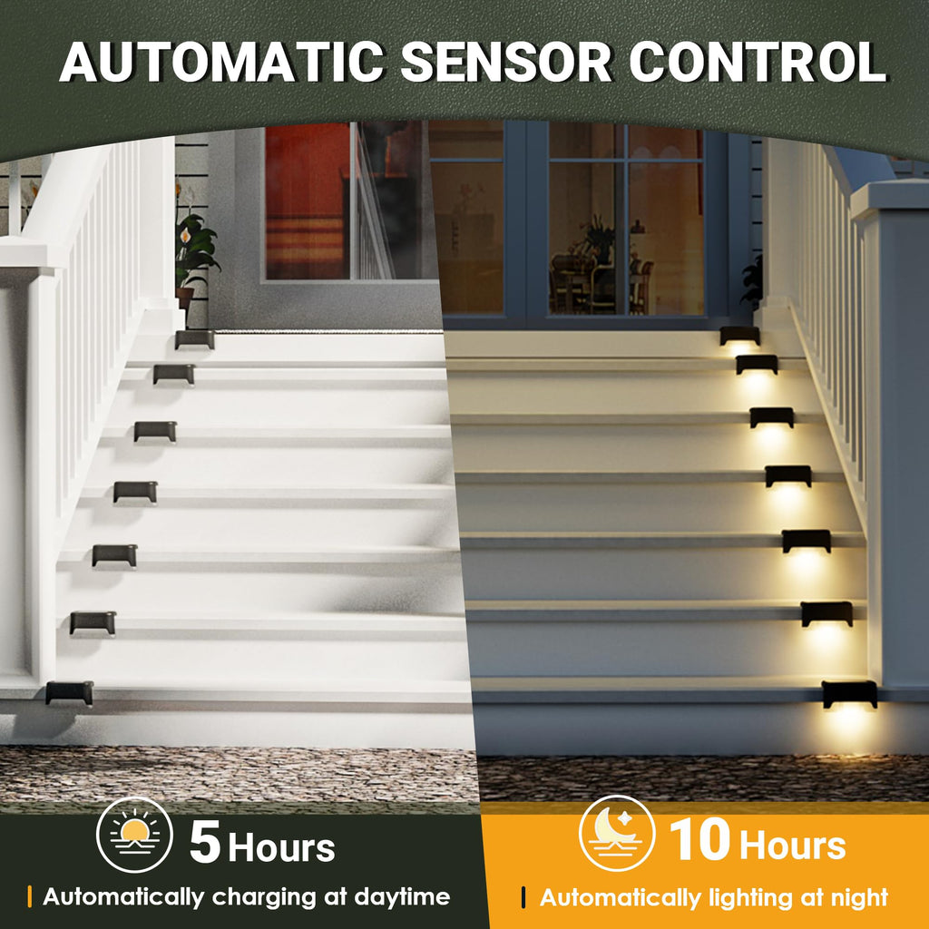 Solar Deck Lights Outdoor Waterproof LED 12 Pack, Warm White