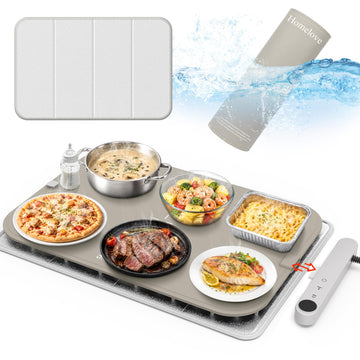 Warming Mat for Food - Electric Warming Tray with 7-Level Temp Settings & 6 Hours Timer, Full Surface Graphene