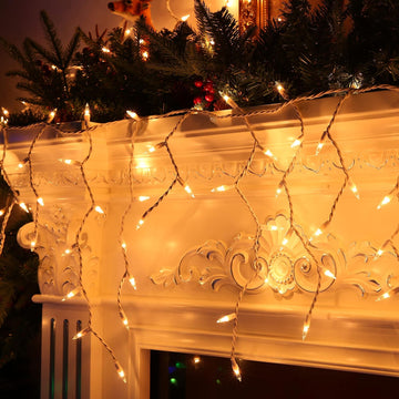 Christmas Icicle Lights, 35Ft 300 Count Incandescent, Warm White