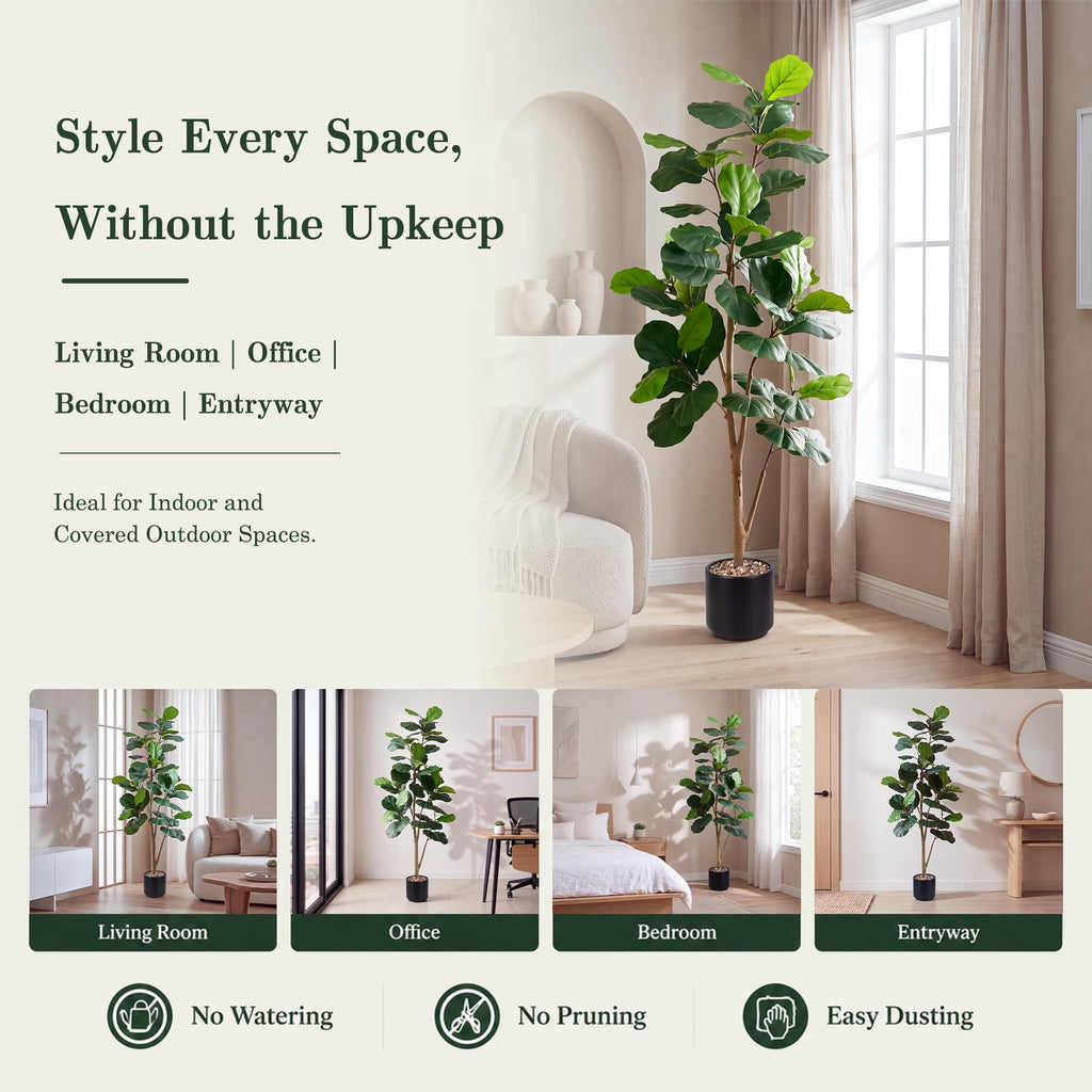 Artificial Fiddle Leaf Fig Tree 6FT with Tall Exquisite Planter