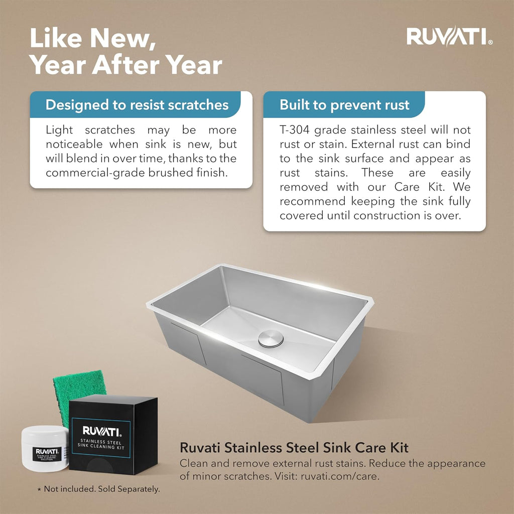 32-in 16-Gauge Rounded-Corner Undermount Kitchen Sink - RVH7400
