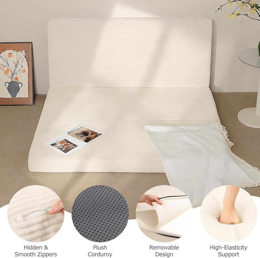 Queen Tri-Fold Mattress, 6 Inch Foldable Foam Mattress with Removable Washable Cover, 80" x 60"