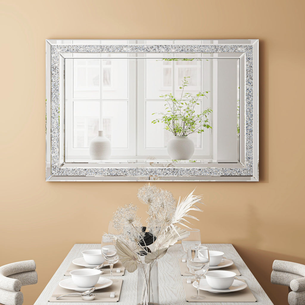Decorative Wall Mirror, 32x24 Crushed Diamond Mirror