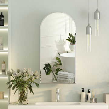 Arched Recessed Medicine Cabinet with Mirror, Beveled Edge