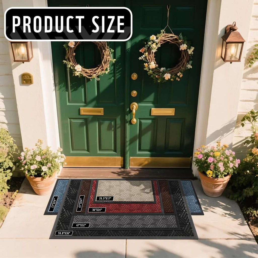 Large Door Mat 36x24, All-Weather Waterproof Outdoor Mats for Front Door, Non Slip Rubber Doormat Proch Outside