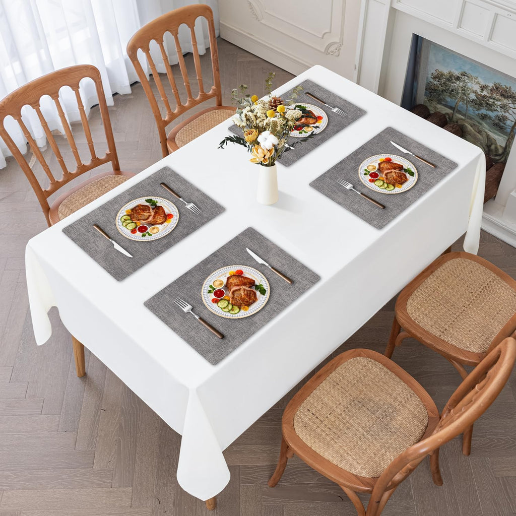 Faux Leather Heat Resistant Placemats - Waterproof Oilproof Wipeable Dining PU Place Mat Easy Clean Table - Set of 4