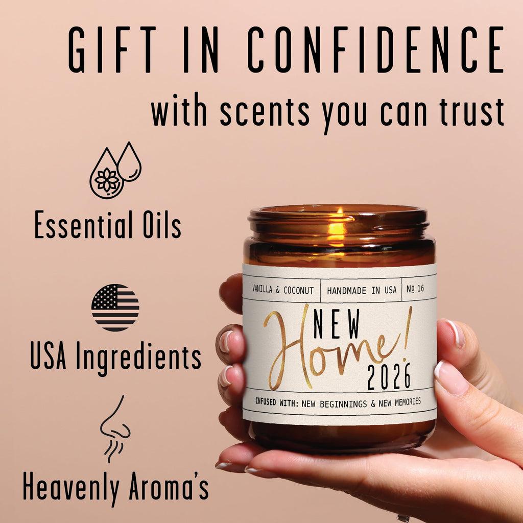 House Warming Gifts New Home, Housewarming Gifts New Home '2026' Soy Candle, w/Vanilla, Coconut & Vetiver I for New