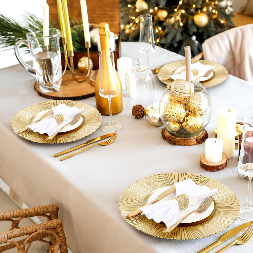 12 Pcs Charger Plates Plastic 13" Chargers for Dinner, Light Gold