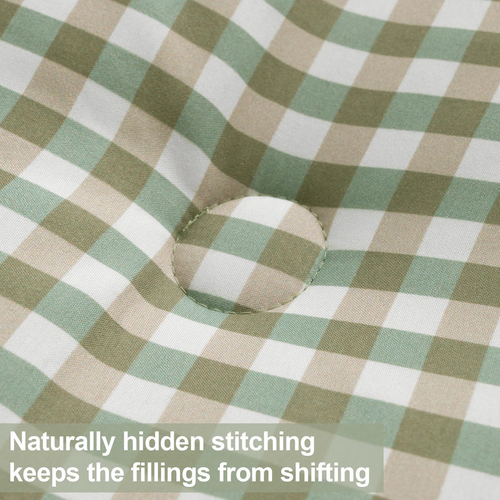 Comforter Set, Fluffy Green Gingham Plaid Bedding, 3 Pieces