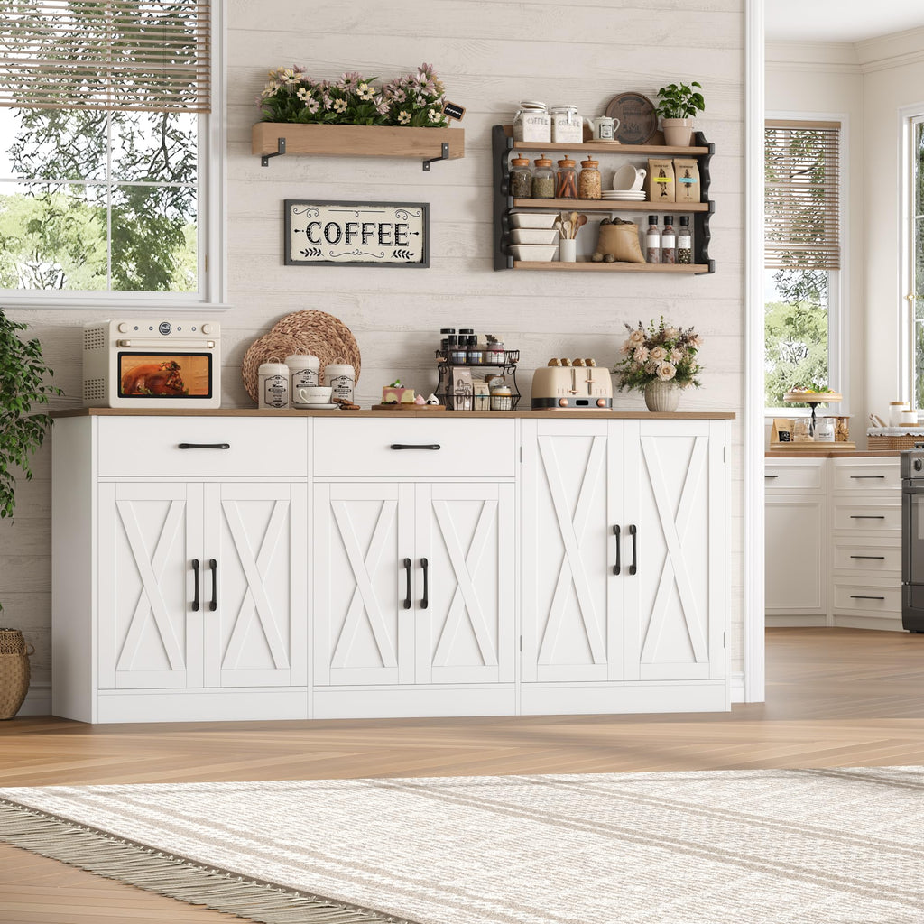 71"W Kitchen Buffet Cabinet with Storage, Large Coffee Bar Cabinet