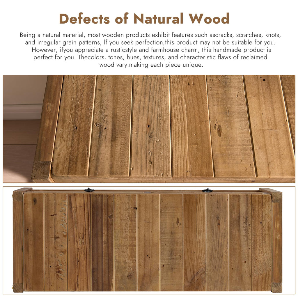 45.2" Reclaimed Solid Wood Entryway Storage Bench