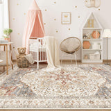 Area Rug Living Room Rugs - 10x14 Washable Boho Rug Vintage Oriental Distressed Farmhouse Large Thin