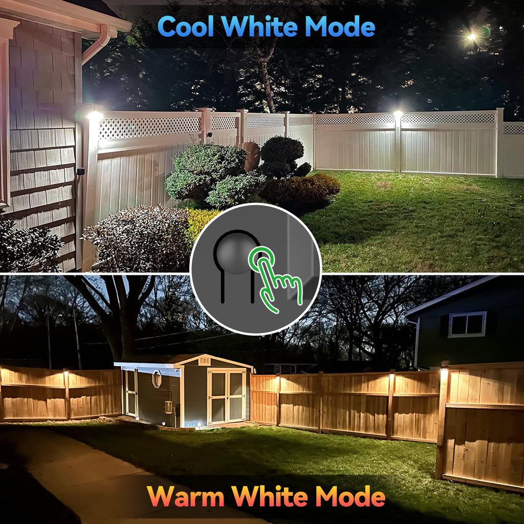 Solar Fence Lights Warm White & White, Solar Outdoor Wall Lights, Fence Solar Lights Outdoor Waterproof for Step