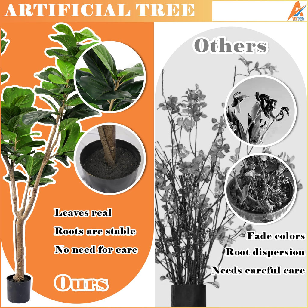 5 FT Artificial Fiddle Leaf Fig Tree, Indoor Simulation Plants, Large Tall Tree, Indoor Decorative Plants and Potted
