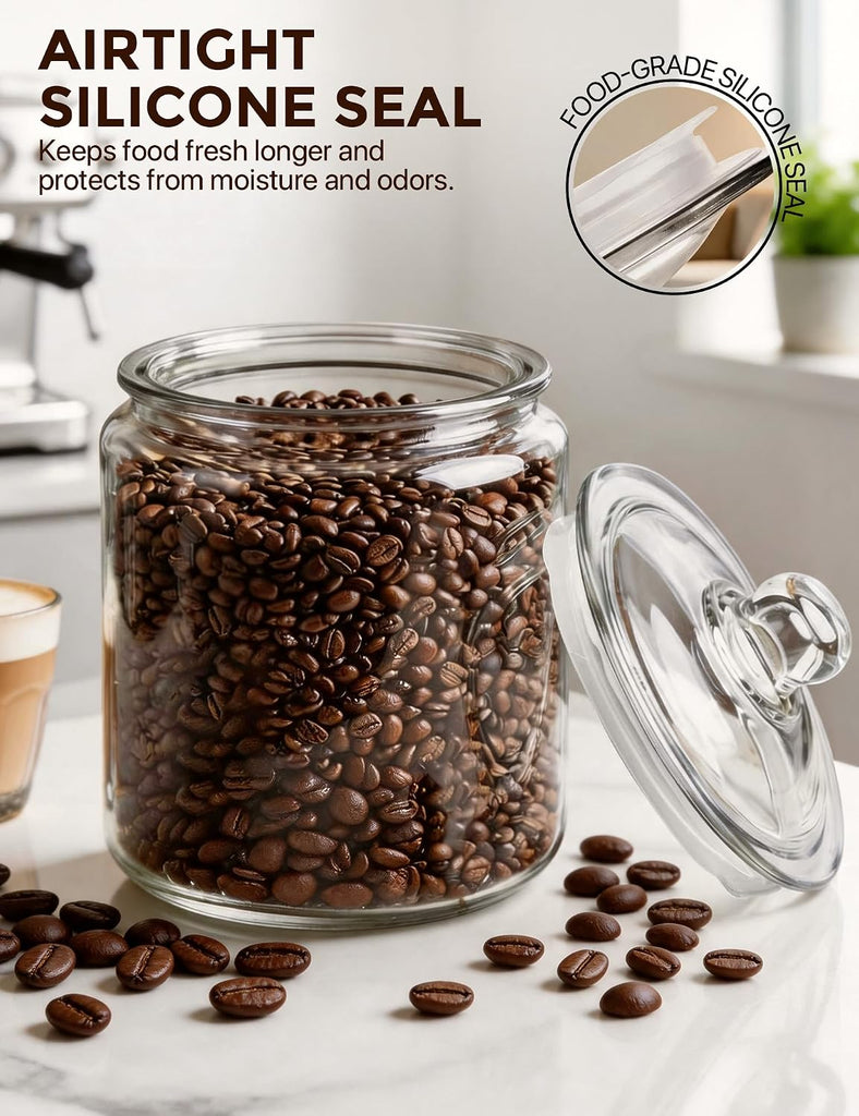 1-Gallon Cookie Jar with Wide Mouth, Glass Lid, and Silicone Seal