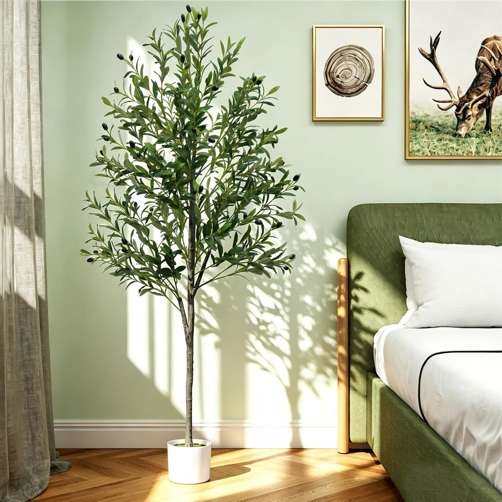 6FT Tall Artificial Olive Tree Faux Fake Silk Potted Plant with Fruits