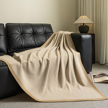 Throw Blanket, Herringbone Knit Cover for Sofa Bed Couch