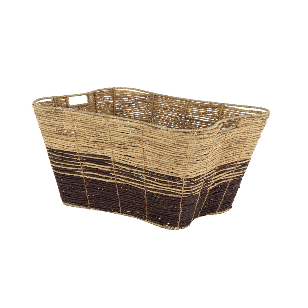 Seagrass Handmade Decorative and Functional Storage Basket Oversized Color Block Basket Organizer with Slot Handles