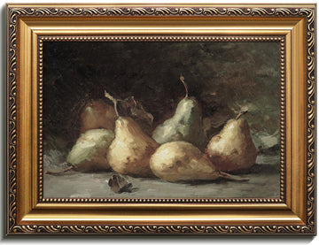 Vintage Gold Framed Wall Art, Vintage Pears Still Life Canvas Art Prints Painting, Antique Fruit Wall Art Picture