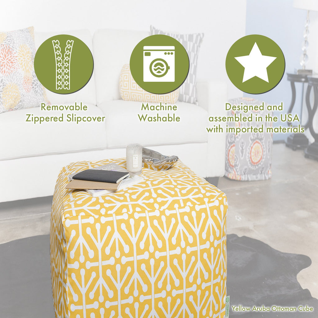MHG Square Pouf Ottoman Foot Rest | Treated Polyester | Modern Decorative Seating | Designed For Indoor & Outdoor