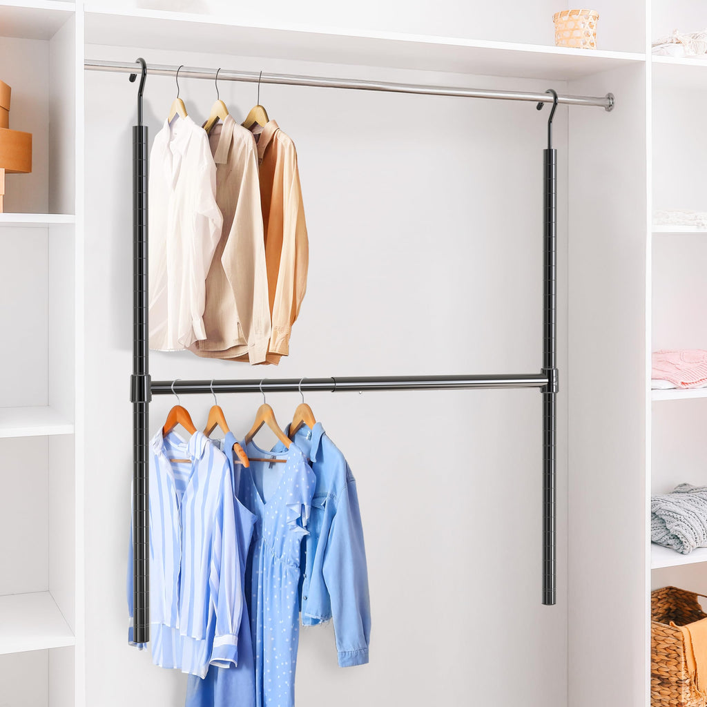 Adjustable Closet Hanging Rod, Black
